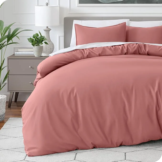 Fashionable Bare Home Bedding Duvet Cover King Size - Premium 1800 Super Soft Collection - Lightweight Cooling - Soft Breathable Bedding Duvet Cover King Dusty Rose Authentic