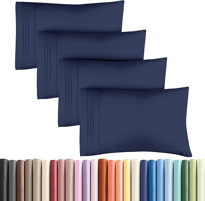 Functional Queen Pillow Cases Set of 4 - Ultra Soft Hotel Quality Pillowcase Covers - Comfy Cozy amp Wrinkle - Shrinkage Stain amp Fade Resistant - Machine Washable Pillow Protectors - 4 Piece Set - Navy Blue User-Friendly