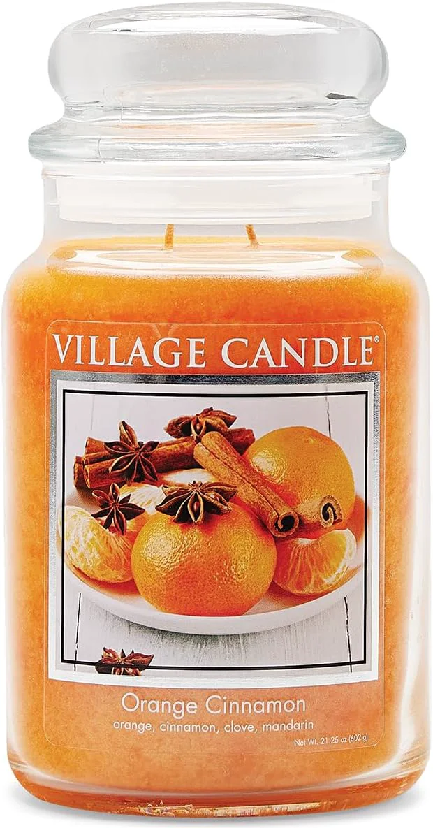 Outstanding Village Candle Orange Cinnamon Large Glass Apothecary Jar Scented Candle Refined