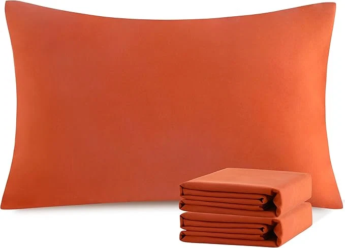 User-Friendly NTBAY Standard Pillowcase Set - 2 Pack Brushed Microfiber 20x26 Pillowcases - Soft Wrinkle- Fade-Resistant Stain-Resistant Brunt Orange Pillowcases with Envelope Closure - 20x26 Inches Safe