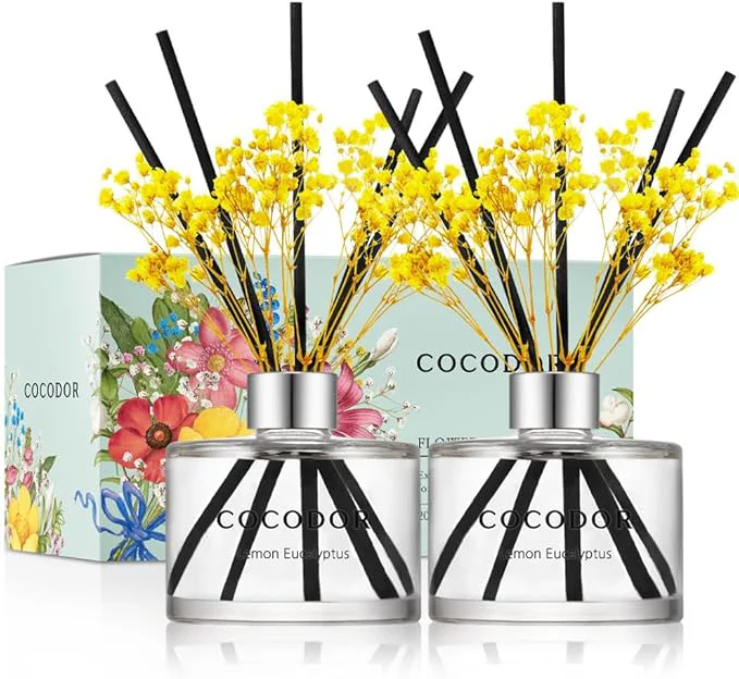 Traditional COCODOR Preserved Flower Reed Diffuser Lemon Eucalyptus 6.7oz 2 Recyclable