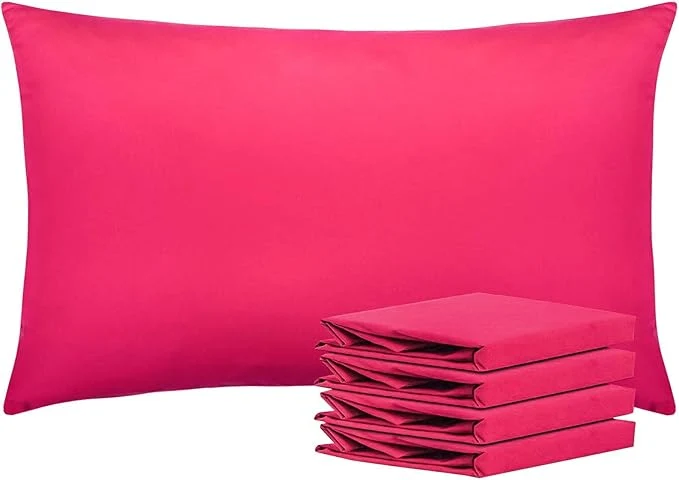 Secure NTBAY Queen Pillowcase Set - 4 Pack Brushed Microfiber 20x30 Pillowcases - Soft Wrinkle- Fade-Resistant Stain-Resistant Magenta Pillowcases with Envelope Closure - 20x30 Inches Magenta High-Grade