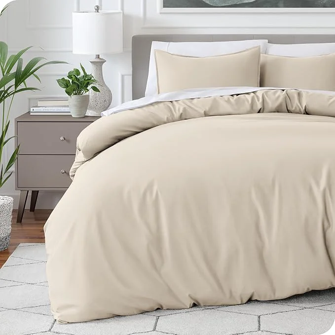 Optimized Bare Home Bedding Duvet Cover Extra Long - Premium 1800 Super Soft Collection - Lightweight Cooling Duvet Cover - Soft Breathable Bedding Twin Twin XL Sand Expertly Made