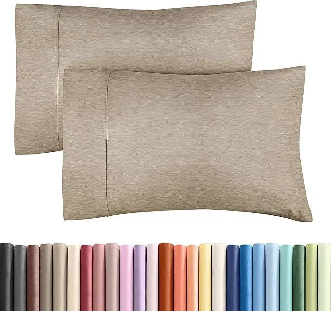 Responsible King Pillow Cases Set of 2 - Ultra Soft Hotel Quality Pillowcase Covers - Comfy Cozy amp Wrinkle - Shrinkage and Fade Resistant - Machine Washable Pillow Protectors - 2 Piece Set - Heathered Beige Contemporary