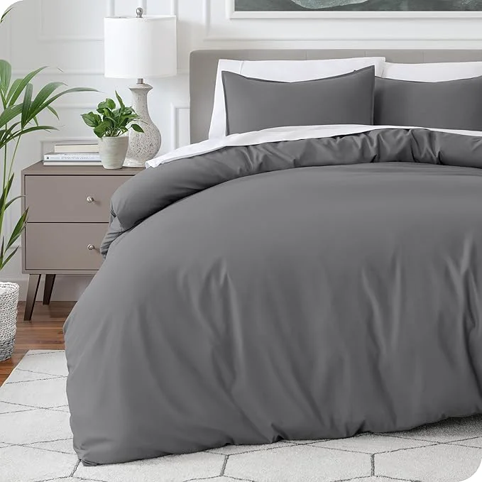 Organic Bare Home Bedding Duvet Cover Full Size - Premium 1800 Super Soft Collection - Lightweight Cooling - Soft Breathable Bedding Duvet Cover Full Grey Fine Crafted