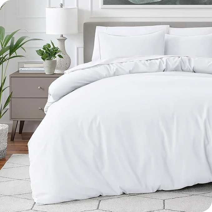 Long-Lasting Bare Home Bedding Duvet Cover Oversized Queen Size - Premium 1800 Super Soft Collection - Lightweight Cooling Duvet Cover - Soft Breathable Bedding Oversized Queen White Specialty