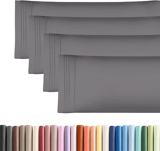 Consistent Body Pillowcases Set of 4-20x54 Long Body Pillow Case - Soft Body Pillow Cover for Sleeping amp Side Sleepers - Comfy Breathable amp Fade - Machine Washable with Envelope Enclosure - Dark Grey Pure