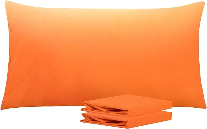 Reusable NTBAY King Pillowcase Set - 2 Pack Brushed Microfiber 20x36 Pillowcases - Soft Wrinkle- Fade-Resistant Stain-Resistant Orange Pillowcases with Envelope Closure - 20x36 Inches Orange High-Performance