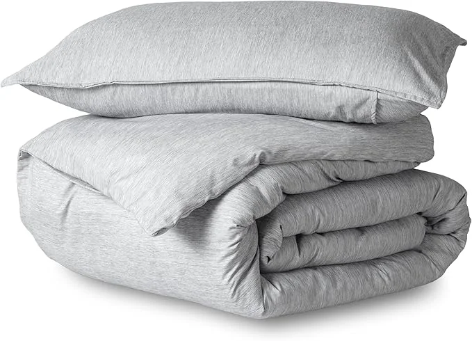 Consistent Bare Home Bedding Duvet Cover Extra Long - Premium 1800 Super Soft Collection - Lightweight Duvet Cover - Soft Textured Twin Twin XL Heathered Pewter Solid