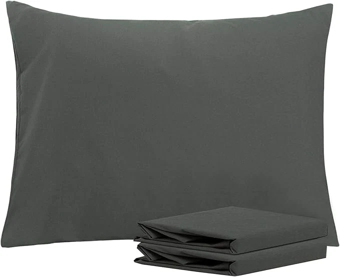 Long-Lasting NTBAY Standard Pillowcase Set - 2 Pack Brushed Microfiber 20x26 Pillowcases - Soft Wrinkle- Fade-Resistant Stain-Resistant Dark Grey Pillowcases with Envelope Closure - 20x26 Inches Dark Grey Refined