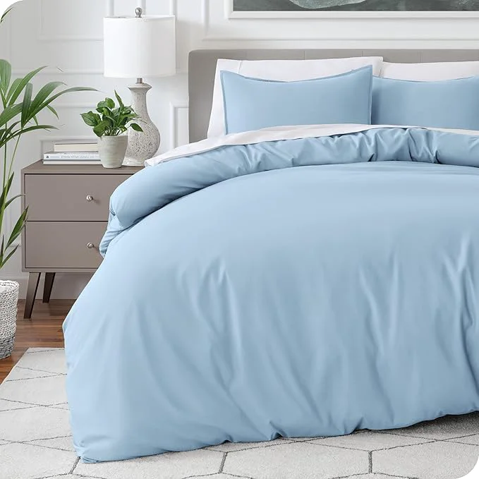 Superior Bare Home Bedding Duvet Cover Extra Long Size - Premium 1800 Super Soft - Lightweight Cooling Duvet Cover - Soft Breathable Bedding Twin Twin XL Light Blue Safe