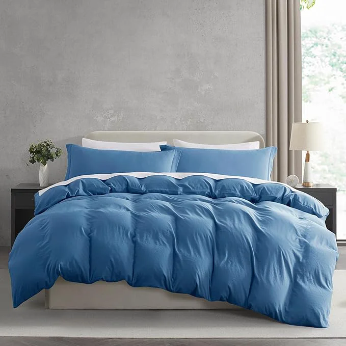Convenient Nestl Blue Heaven Duvet Cover Queen Size - Soft Prewashed Queen Duvet Cover Set 3 Piece with Zipper Closure 1 Duvet Cover 90x90 inches and 2 Pillow Shams Official