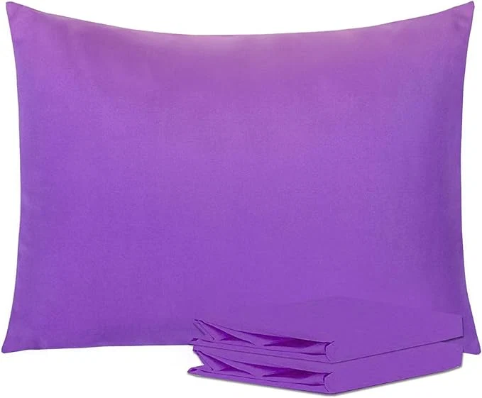 Responsible NTBAY Standard Pillowcase Set - 2 Pack Brushed Microfiber 20x26 Pillowcases - Soft Wrinkle- Fade-Resistant Stain-Resistant Purple Pillowcases with Envelope Closure - 20x26 Inches Purple Smart