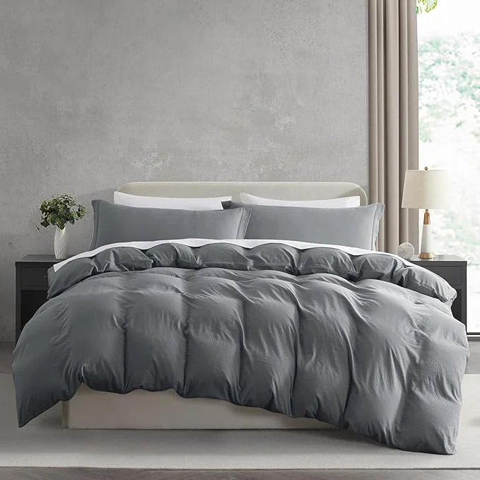 Expertly Made Nestl Grey Duvet Cover King Size - Soft Prewashed King Duvet Cover Set 3 Piece with Zipper Closure 1 Duvet Cover 104x90 inches and 2 Pillow Shams Quality