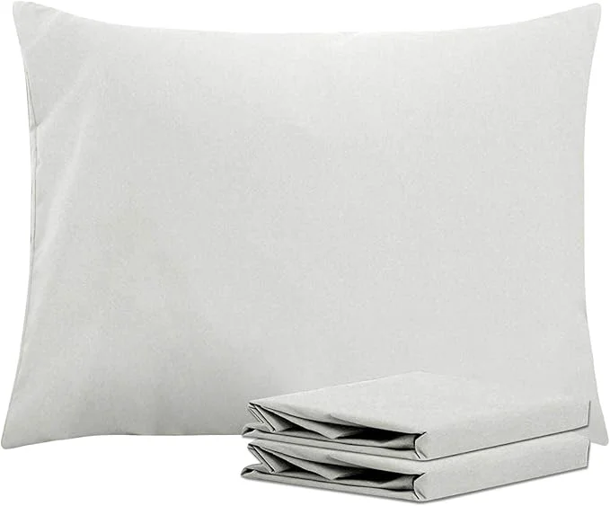 Next-Generation NTBAY Standard Pillowcase Set - 2 Pack Brushed Microfiber 20x26 Pillowcases - Soft Wrinkle- Fade-Resistant Stain-Resistant Light Grey Pillowcases with Envelope Closure - 20x26 Inches Optimized