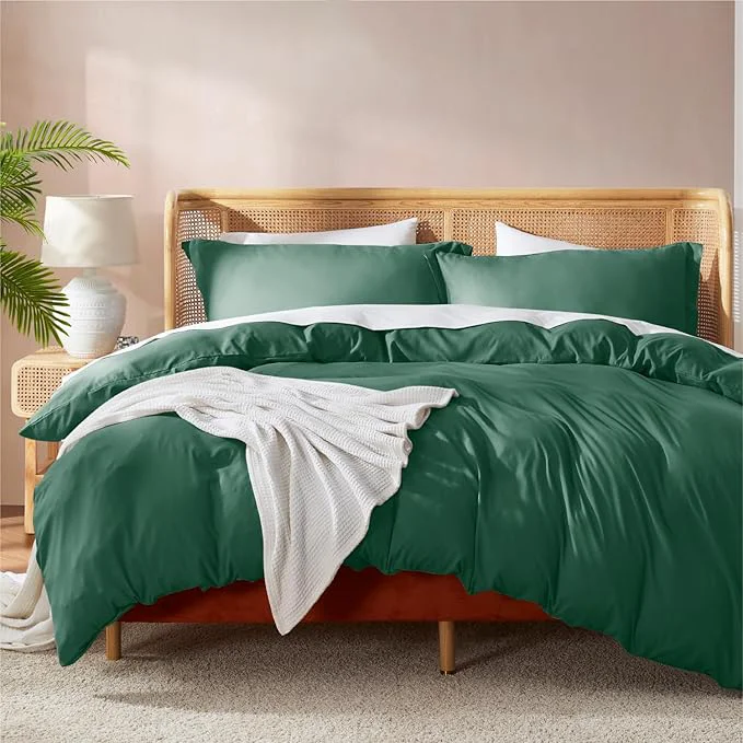 Functional Nestl Twin Duvet Cover Set - Soft Double Brushed Dark Green Duvet Cover Twin Twin XL 2 Piece with Button Closure 1 Duvet Cover 68x90 inches and 1 Pillow Sham Trusted