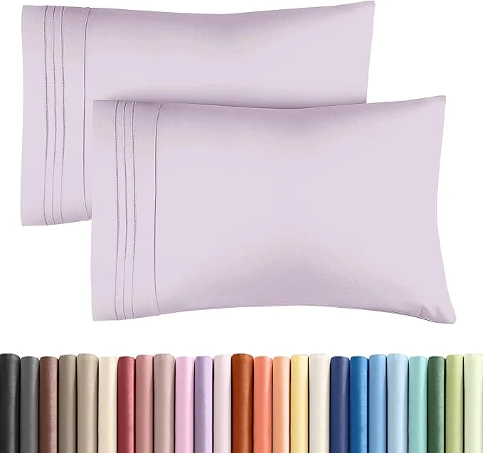 Trendy King Pillow Cases Set of 2 - Ultra Soft Hotel Quality Pillowcase Covers - Comfy Cozy amp Wrinkle - Shrinkage and Fade Resistant - Machine Washable Pillow Protectors - 2 Piece Set - Light Lavender Organic