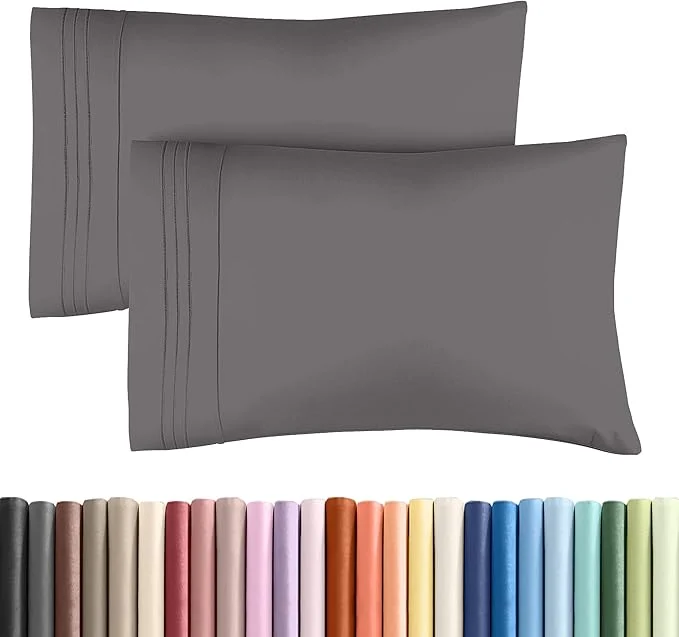 Selected Queen Pillow Cases Set of 2 - Ultra Soft Hotel Quality Pillowcase Covers - Comfy Cozy amp Wrinkle - Shrinkage Stain amp Fade Resistant - Machine Washable Pillow Protectors - 2 Piece Set - Dark Grey Refined