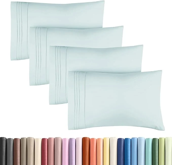 Flexible King Standard Pillow Cases Set of 4 - Soft Hotel Quality Pillowcase Covers - Comfy Bedding for Women Men Kids amp Teens - Machine Washable Pillow Protectors - 4 Piece Set - King Standard Size Sky Blue Exceptional