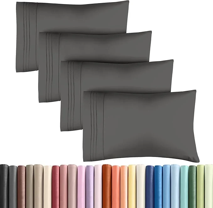 Next-Generation King Pillow Cases Set of 4 - Ultra Soft Hotel Quality Pillowcase Covers - Comfy Cozy amp Wrinkle - Shrinkage Stain and Fade Resistant - Machine Washable Pillow Protectors - 4 Piece Set - Charcoal Reusable