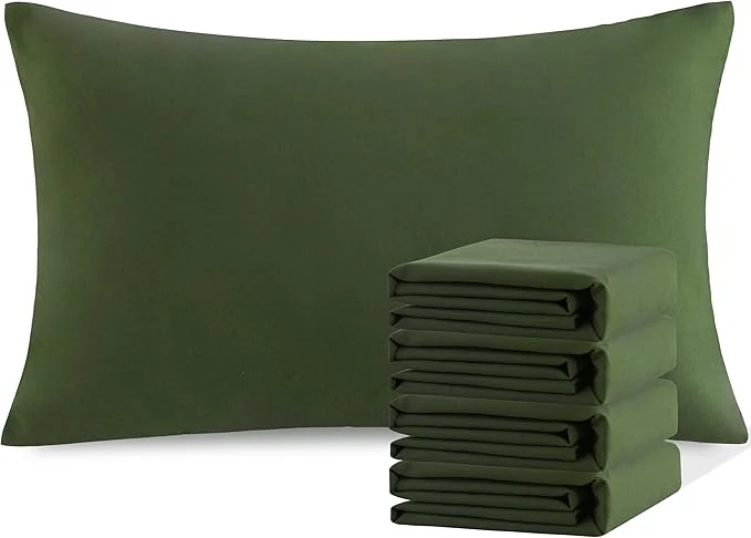 Innovative NTBAY Queen Pillowcase Set - 4 Pack Brushed Microfiber 20x30 Pillowcases - Soft Wrinkle- Fade-Resistant Stain-Resistant Olive Green Pillowcases with Envelope Closure - 20x30 Inches Lightweight
