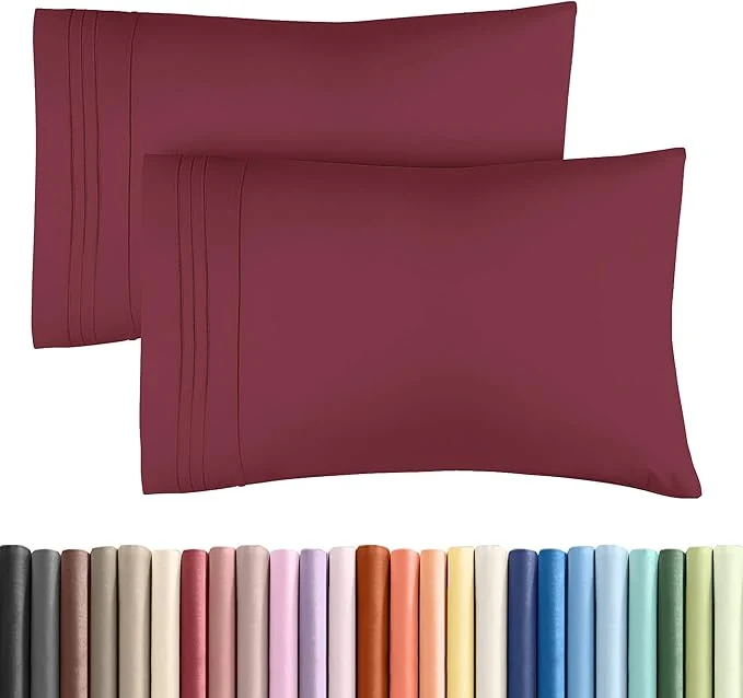 Innovative King Pillow Cases Set of 2 - Ultra Soft Hotel Quality Pillowcase Covers - Comfy Cozy amp Wrinkle - Shrinkage Stain and Fade Resistant - Machine Washable Pillow Protectors - 2 Piece Set - Burgundy Official