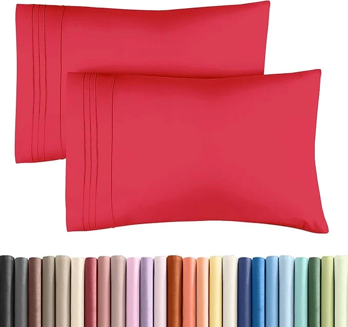 Green King Pillow Cases Set of 2 - Ultra Soft Hotel Quality Pillowcase Covers - Comfy Cooling amp Wrinkle - Shrinkage Stain and Fade Resistant - Machine Washable Pillow Protectors - 2 Piece Set - Red Fine Crafted