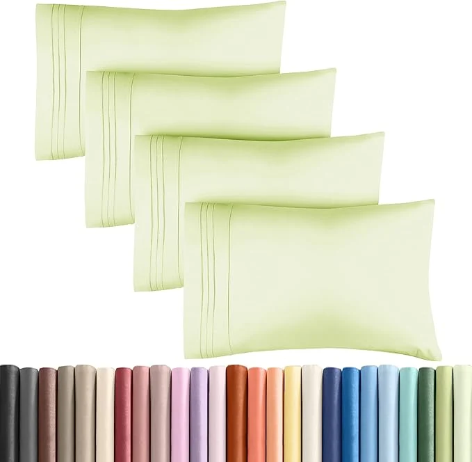 Superior King Pillow Cases Set of 4 - Ultra Soft Hotel Quality Pillowcase Covers - Comfy Cozy amp Wrinkle - Shrinkage amp Fade Resistant - Machine Washable Pillow Protectors - 4 Piece Set - Light Sage Green Pure