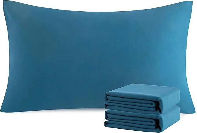 Trendy NTBAY King Pillowcase Set - 2 Pack Brushed Microfiber 20x36 Pillowcases - Soft Wrinkle- Fade-Resistant Stain-Resistant Teal Blue Pillowcases with Envelope Closure - 20x36 Inches Teal Blue Contemporary