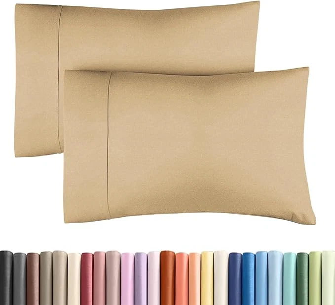 Long-Lasting King Standard Pillow Cases Set of 2 - Ultra-Soft Hotel Quality Pillowcase Covers - Comfy Cozy amp Fade - Wrinkle Resistant - Machine Washable Pillow Protectors - 2 Piece Set - Heathered Tan Traditional