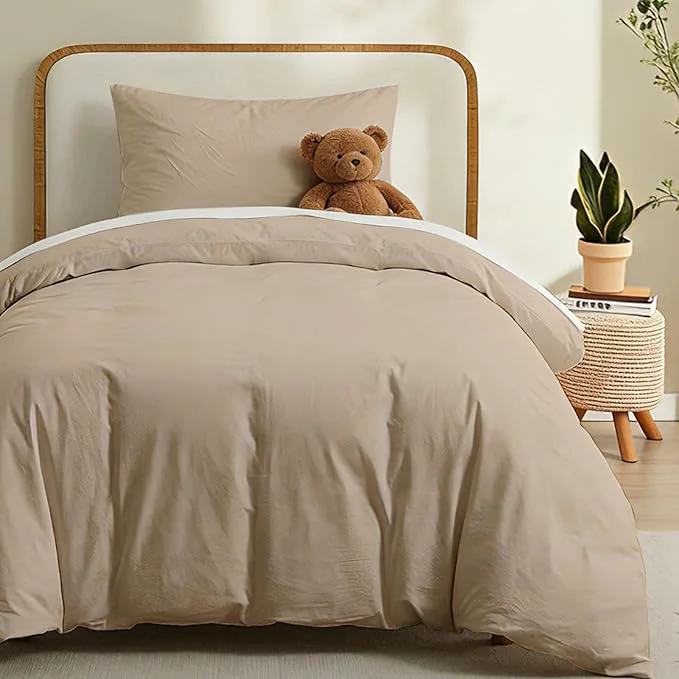 Premium Material LOVQUE Linen Grey Duvet Cover Twin Size Washed Cotton Linen Like Bedding Set with Zipper Closure No Comforter 68x90 Inches Relaxed