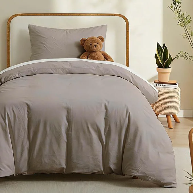 Premium Material LOVQUE Cotton Duvet Cover Set Twin Size Mauve Brown Linen-Like Natural Bedding Set with Zipper Closure No Comforter Twin Size Duvet Cover 68 quot x90 quot x 1 Pillowsham 20 quot x26 quot x 1 Traditional