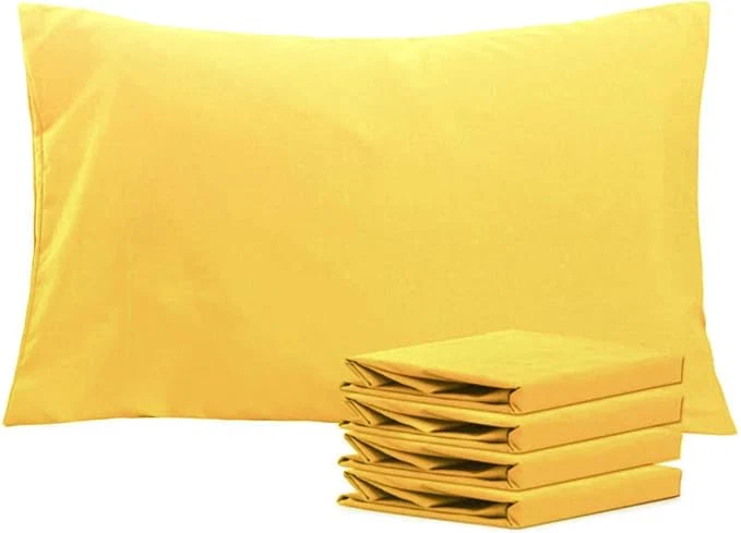 Breathable NTBAY Queen Pillowcase Set - 4 Pack Brushed Microfiber 20x30 Pillowcases - Soft Wrinkle- Fade-Resistant Stain-Resistant Yellow Pillowcases with Envelope Closure - 20x30 Inches Yellow Verified