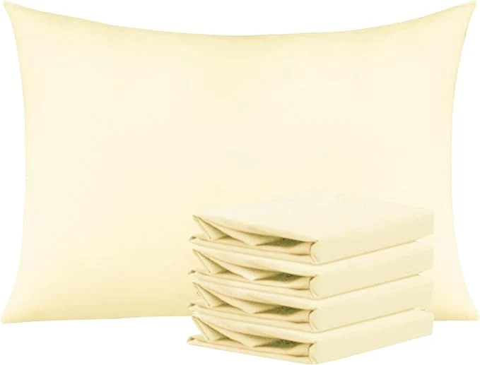 Breathable NTBAY Queen Pillowcase Set - 4 Pack Brushed Microfiber 20x30 Pillowcases - Soft Wrinkle- Fade-Resistant Stain-Resistant Ivory Pillowcases with Envelope Closure - 20x30 Inches Ivory Modern