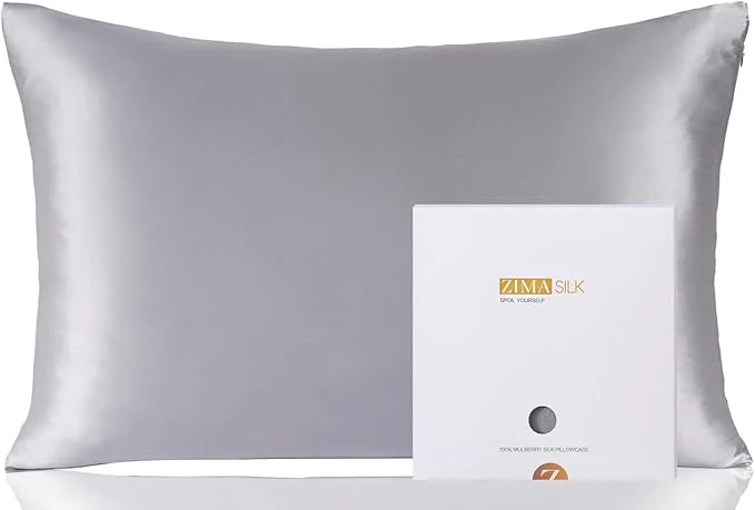 Clean ZIMASILK Pure Mulberry Silk Pillowcase for Hair and Skin Health Soft and Smooth Both Sides Premium Grade 6A Silk 600 Thread Count with Hidden Zipper 1pc King 20 39 39 x36 39 39 Silver Grey Effective