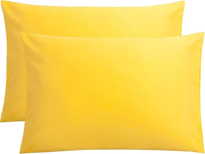 Breathable FLXXIE Pillow Cases Queen Soft Microfiber Pillow Covers with Envelope Closure Wrinkle Resistant Pillowcases 2 Piece Set 20x30 Yellow Advanced
