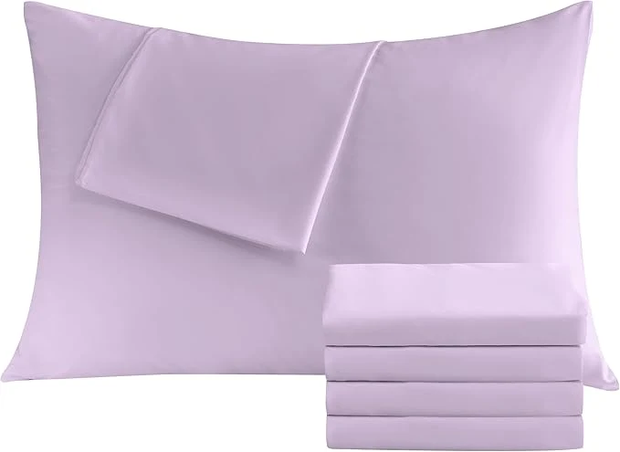 Organic Pillowcases Standard 4 Pack 20x26 Pillow Cases with Envelope Closure Soft Plain Brushed Microfiber Covers Breathable Wrinkle-Resistant Lavender Responsible