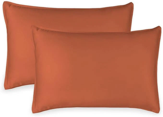Prestigious Queen Pillowcases by Pure Bamboo Organic Viscose Derived from Bamboo Luxuriously Soft amp Cooling Double Stitching Envelope Closure 2 Queen Pillowcases Terracotta Dependable