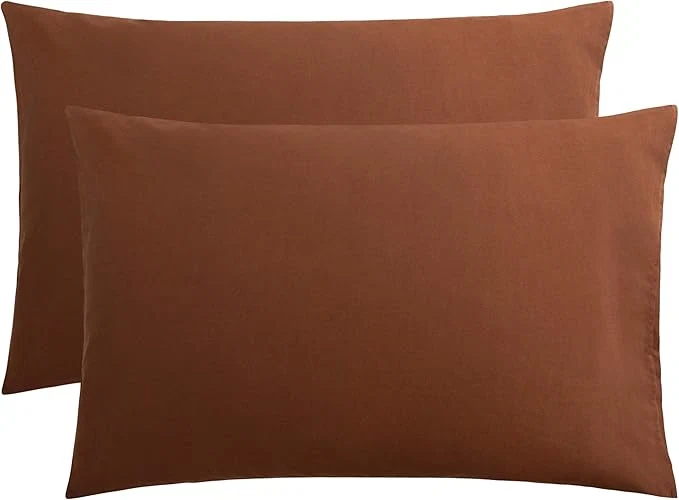 Proven FLXXIE Pillow Cases Queen Soft Microfiber Pillow Covers with Envelope Closure Wrinkle Resistant Pillowcases 2 Piece Set 20x30 Brown Smart