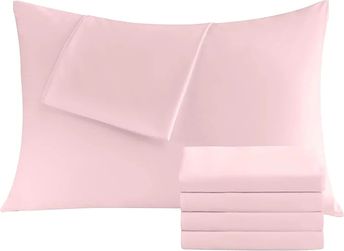 Selected Pillowcases Standard 4 Pack 20x26 Pillow Cases with Envelope Closure Soft Plain Brushed Microfiber Covers Breathable Wrinkle-Resistant Pink Detailed