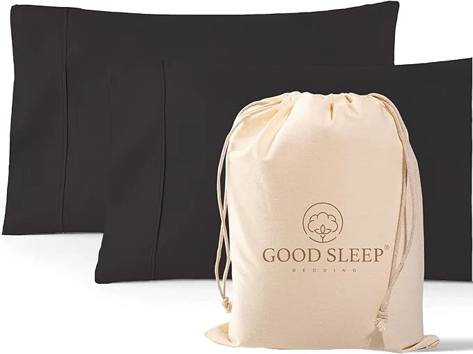 Trendy 1000 TC Black Standard Pillowcases Set of 2 Egyptian Cotton Pillow Cases with Long Staple Cotton amp Sateen Weave Silky Soft Hotel - Like Bed Pillow Covers for Comfy Sleeping Snug Fit Innovative