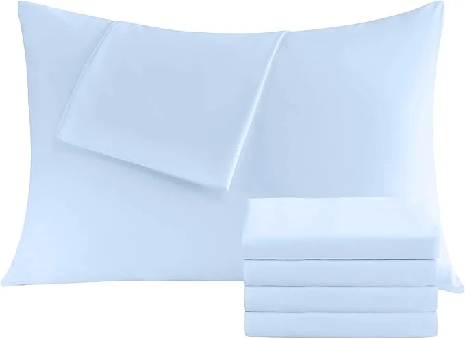Green Pillowcases Queen 4 Pack 20x30 Pillow Cases with Envelope Closure Soft Plain Brushed Microfiber Covers Breathable Wrinkle-Resistant Light Blue Optimized