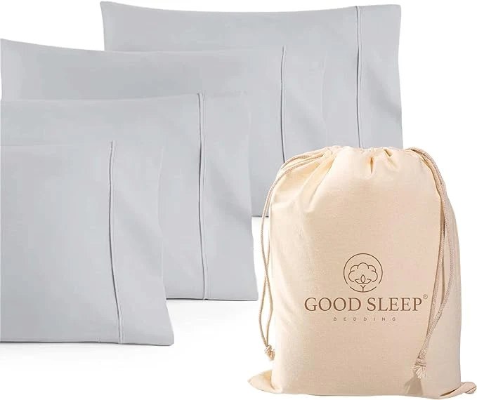 Quality 1000 TC Light Gray King Pillowcases Set of 4 Egyptian Cotton Pillow Cases with Long Staple Cotton amp Sateen Weave Silky Soft Hotel - Like Bed Pillow Covers for Comfy Sleeping Snug Fit Trendy