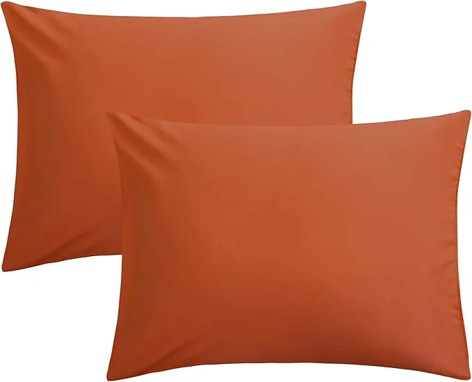 Proven FLXXIE Pillow Cases Standard Size Soft Microfiber Pillow Covers with Envelope Closure Wrinkle Stain Resistant Pillowcases 2 Piece Set 20x26 Burnt Orange Refined