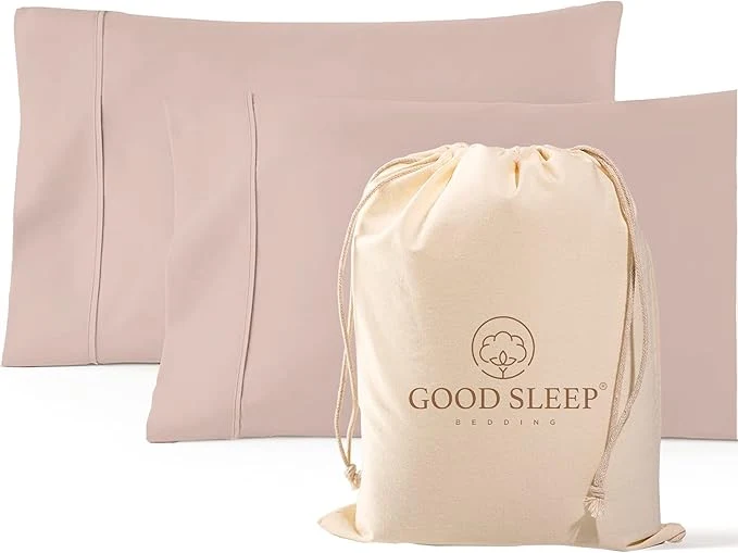 Smart 1000 TC Blush Standard Pillowcases Set of 2 Egyptian Cotton Pillow Cases with Long Staple Cotton amp Sateen Weave Silky Soft Hotel - Like Bed Pillow Covers for Comfy Sleeping Snug Fit Top-Quality