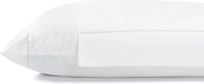 Casual Linen Home Cotton Percale Moon Scallop Hem Pillowcases Queen Standard Size Peach 2 Pieces of Pillow Case Crisp and Cool Strong Bed Linen 20 inches X 30 inches Trusted