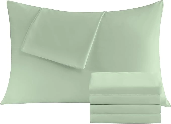 Fashionable Pillowcases Queen 4 Pack 20x30 Pillow Cases with Envelope Closure Soft Plain Brushed Microfiber Covers Breathable Wrinkle-Resistant Sage Green Elegant