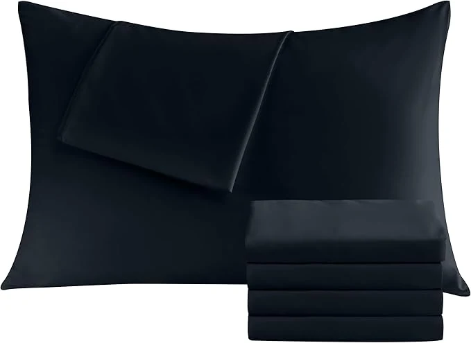 Reliable Pillowcases Queen 4 Pack 20x30 Pillow Cases with Envelope Closure Soft Plain Brushed Microfiber Covers Breathable Wrinkle-Resistant Black Artisan
