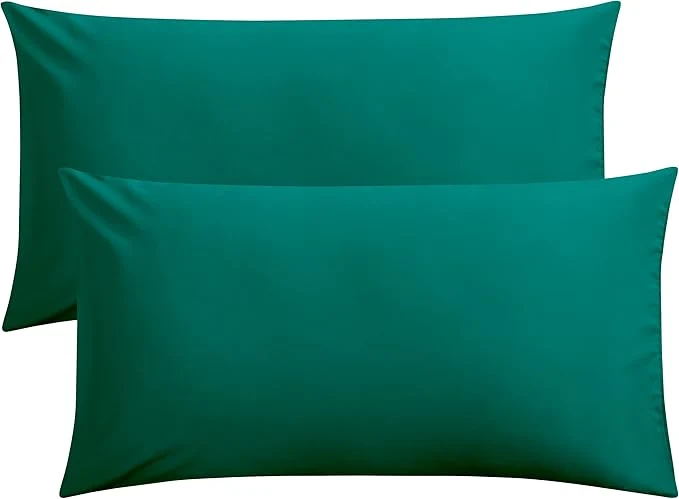 High-Quality FLXXIE King Pillow Cases Set of 2 Soft Microfiber Pillow Covers with Envelope Closure Wrinkle Fade and Stain Resistant Pillowcases 20x36 Dark Green Durable