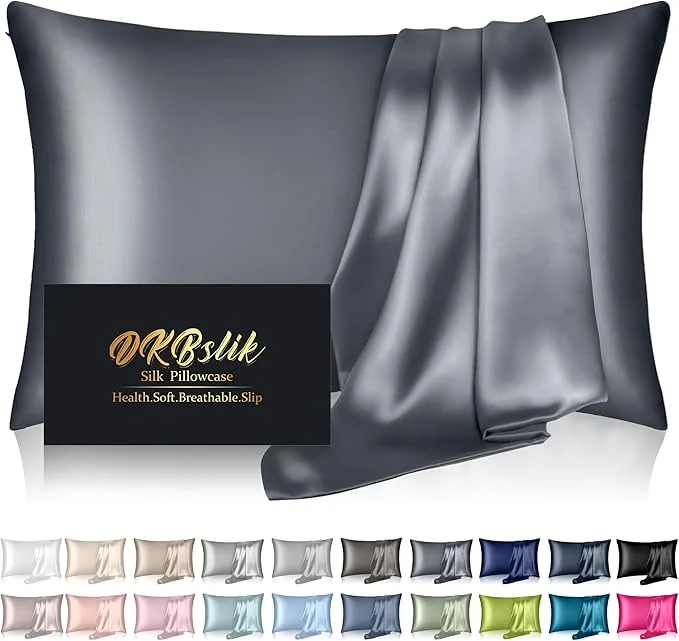 Contemporary Mulberry Silk Pillow Cases Queen Size Silk Pillowcase for Hair and Skin Both Sides Natural Silk Satin Pillowcase for Sleeping Women with Zipper Gifts for Women Men Space Grey Flexible